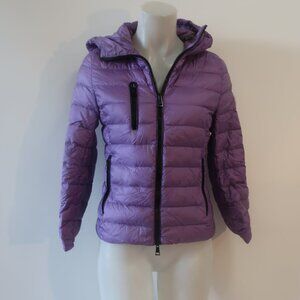 Womens Moncler Purple Hooded Lightweight Down Jacket 0